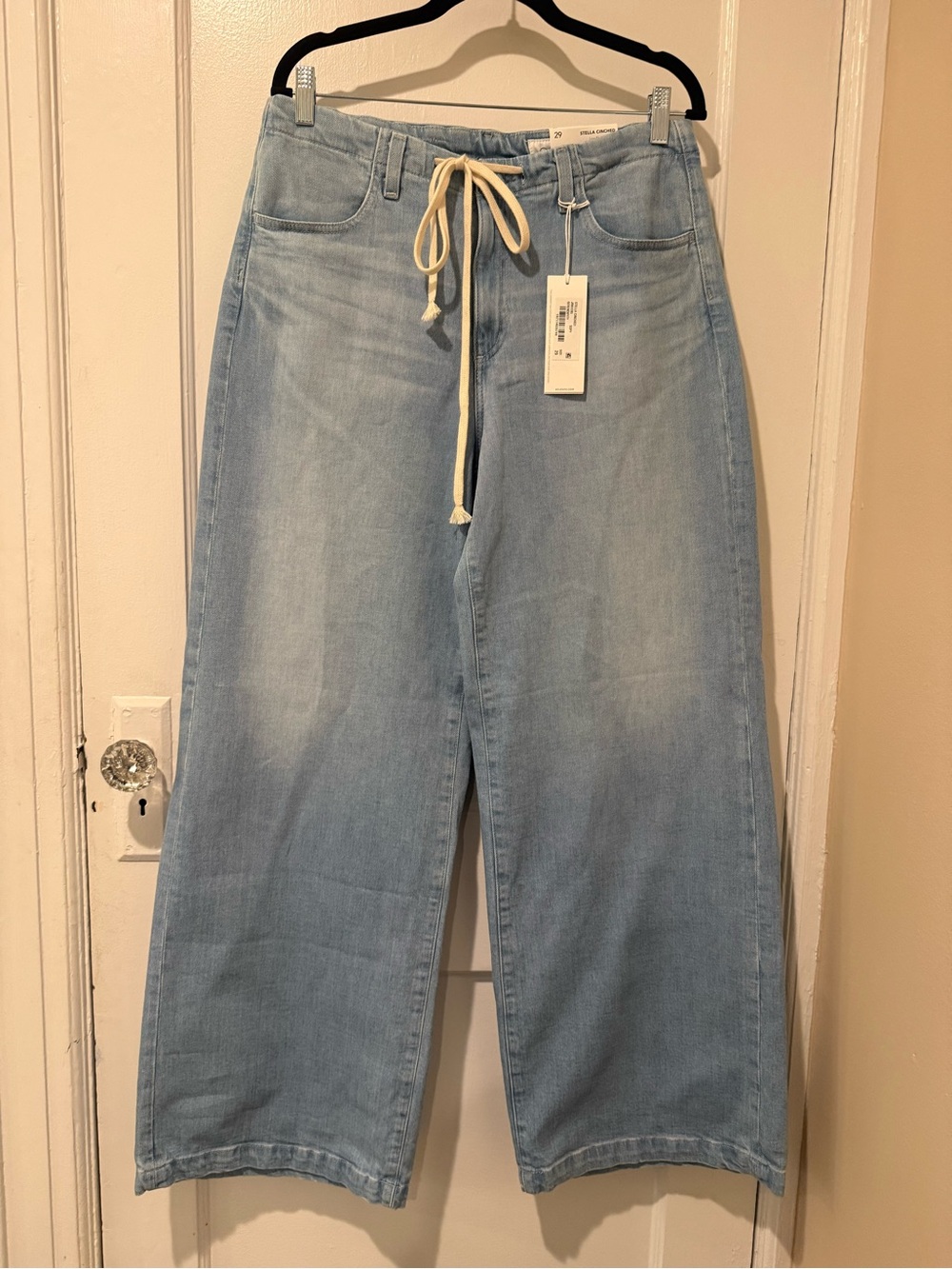AG Jeans Stella Cinched Wide leg Light Wash 29” x 32” Inseam NWT Zip and String - Picture 2 of 11